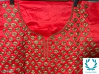 Beautiful Semi Stitched  lehenga Choli - Free Size, Red, Silk ,Dupatta Fabric : Net, Embroidered, Multipack :1
